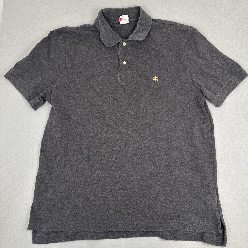 Brooks Brothers Performance Polo Shirt Men's Size Large Gray Original Fit Cotton